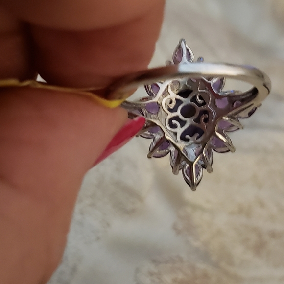 Sz 8, Purple Turquoise & Amethyst Ring, 925 Silver, NWT - Picture 8 of 10